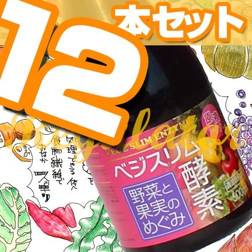 【アウトレット／12本セット】（送料無料）賞味期限2024年12月以降 Vege Slim 野菜と果実のめぐみ ベジスリム酵素 500ml 原液タイプ！×12本　※訳あり