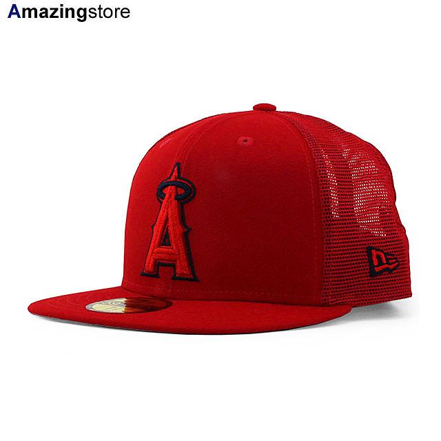 ニューエラ キャップ 59FIFTY ロサンゼルス エンゼルス  2022 MLB BATTING PRACTICE TRUCKER FITTED CAP RED  NEW ERA LOS ANGELES ANGELS a60228480