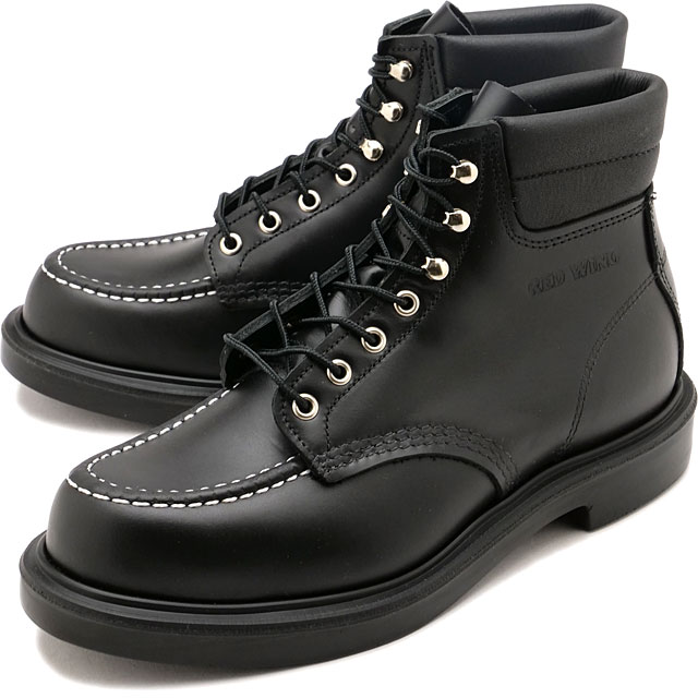 返品交換送料無料 レッドウィング スーパーソール 6インチ モックトゥ ワークブーツ 8133 REDWING SUPER SOLE 6 MOC-TOE BLACK-CHROME 靴