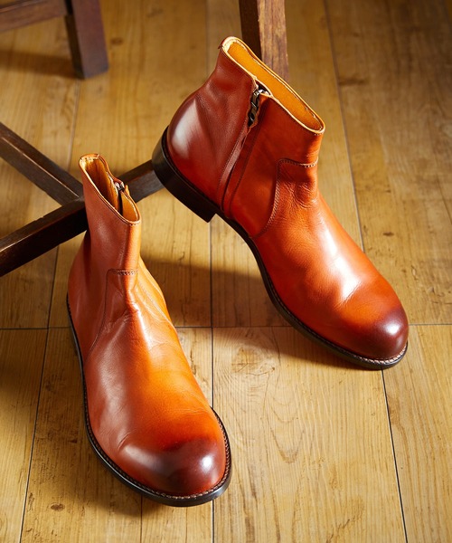 ブーツ PADRONE パドローネ / SIDE ZIP BOOTS 「RAUL」 サイドジップレザーブーツ ヒールブーツ 日本製 / PU7358-