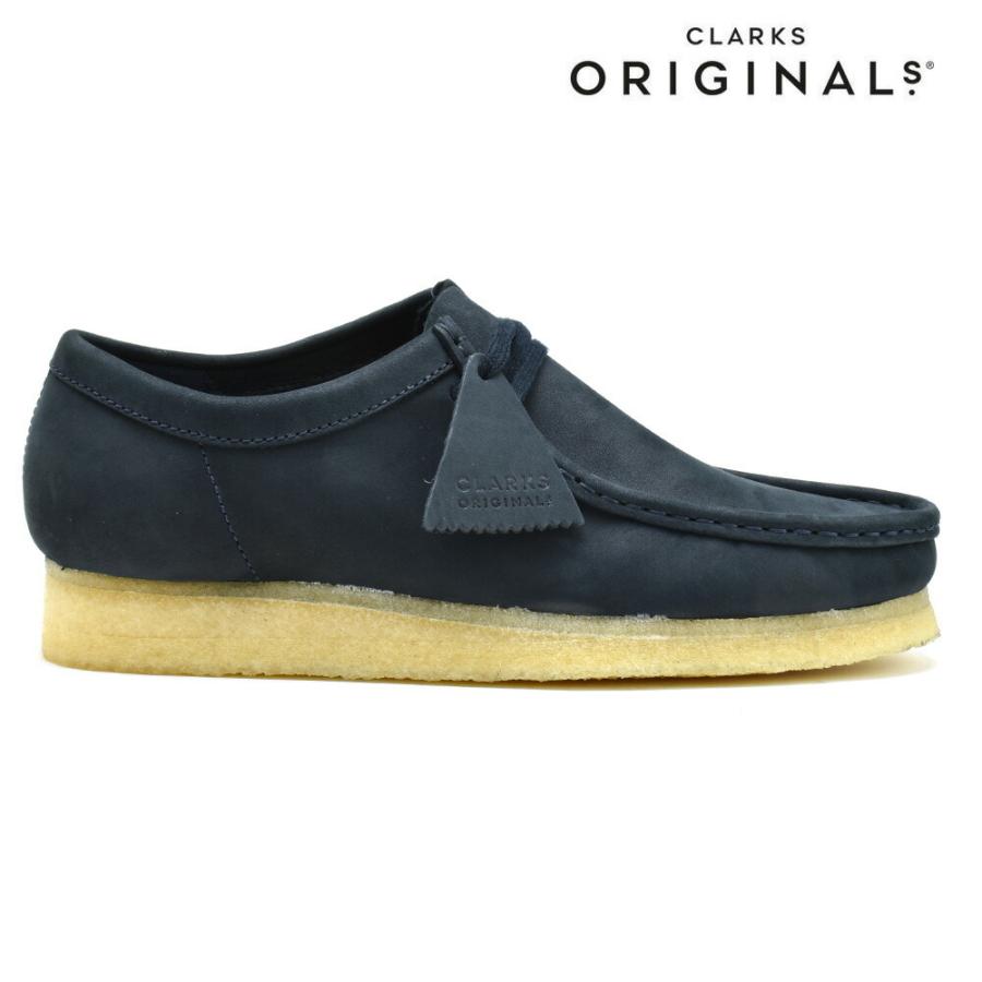 クラークス オリジナルス ワラビー ローカット モカシン シューズ インク ヌバック レザー ネイビー系 ORIGINALS WALLABEE メンズ