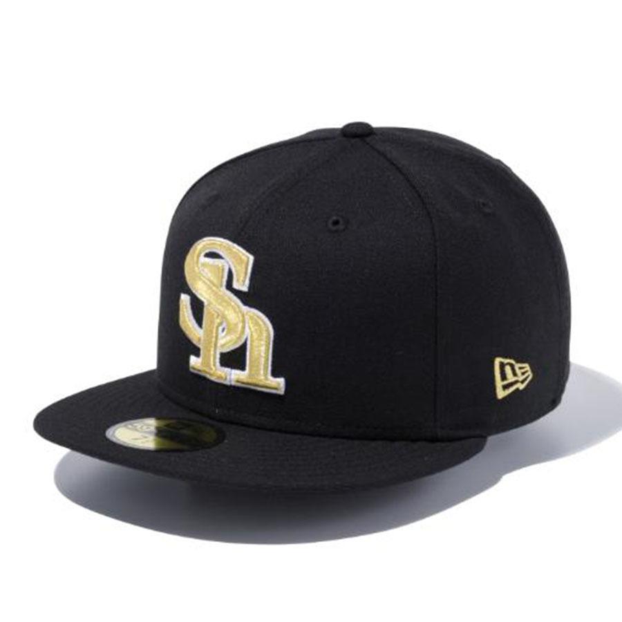 福岡ソフトバンクホークス グッズ キャップ 59FIFTY Cap ニューエラ/New Era ブラック ゴールド ホワイトアウトライン